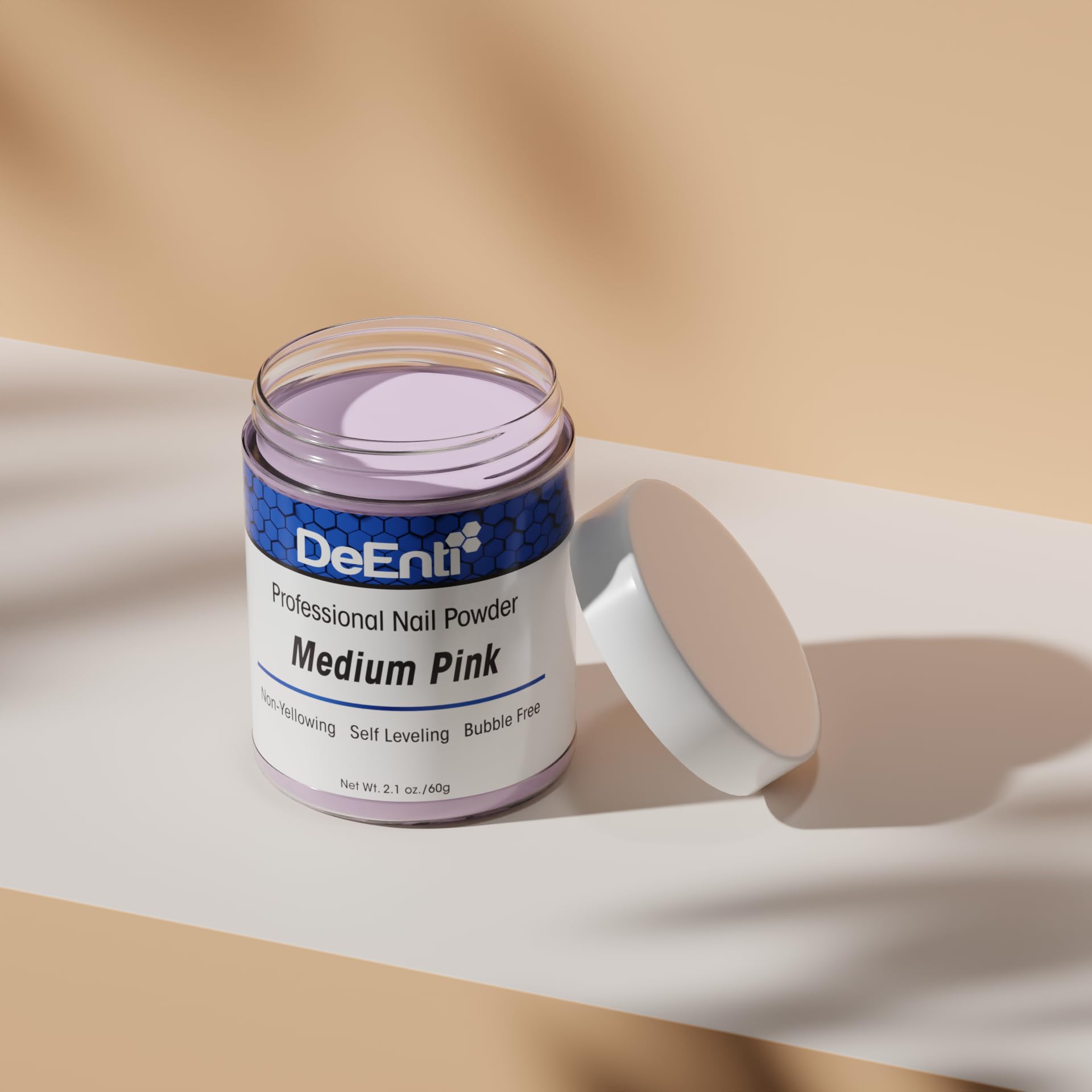 DeEnti powder used for extensions and sculpting for durable manicures.