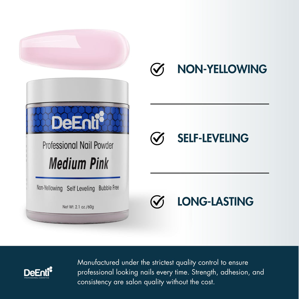 DeEnti acrylic powder overlay application demonstration for seamless nails.