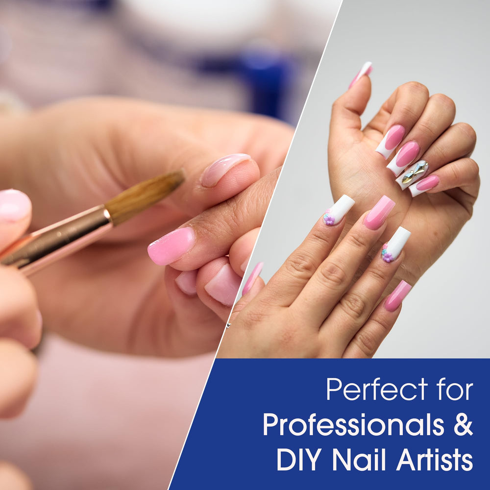 Nomma Plus used in nail application with acrylic powder for precise overlays.