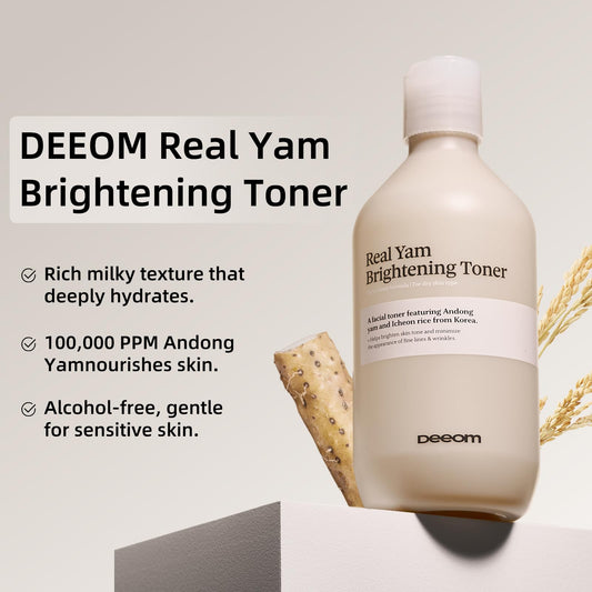 Real Yam Brightening Toner milky texture close-up highlighting rich moisture