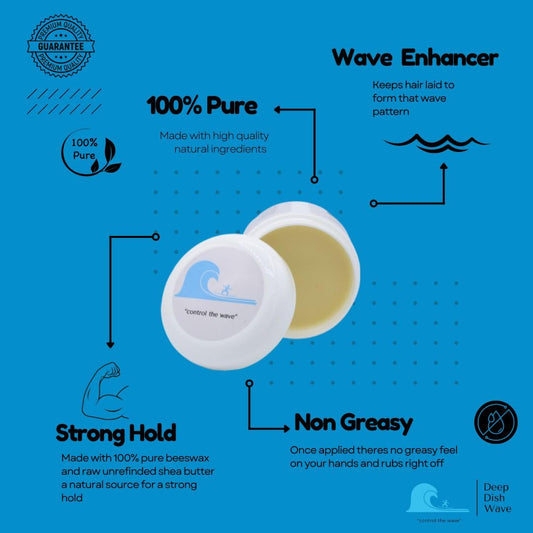 Deep Dish Wave Pomade jar showcasing texture and premium organic ingredients