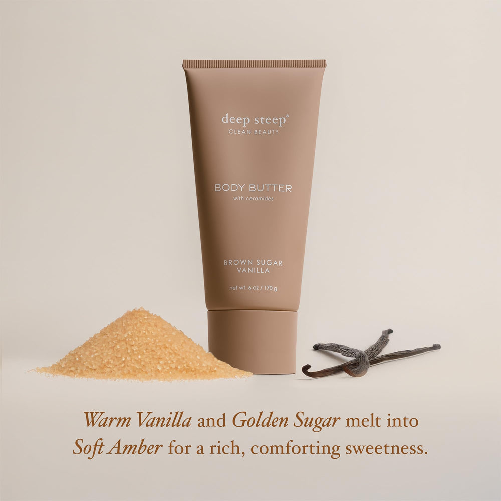 Aloe vera infusion in Deep Steep Body Butter soothes skin.