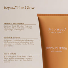 Shea butter base in Deep Steep Body Butter delivers deep hydration.