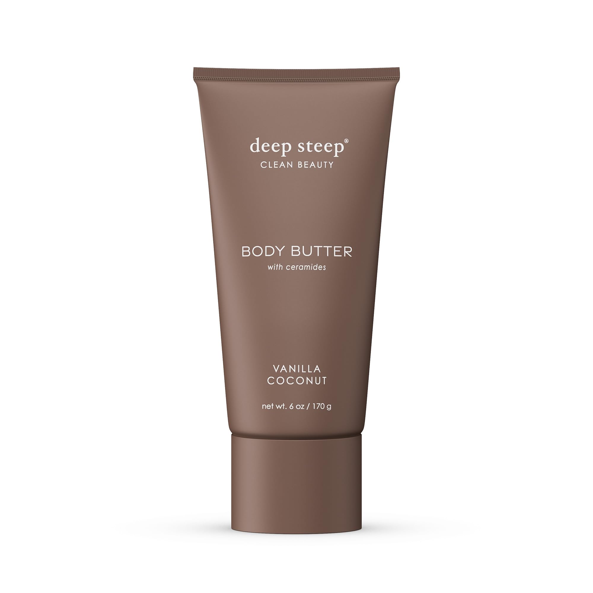 Deep Steep Body Butter Vanilla Coconut jar close-up shows rich, creamy texture for smooth skin