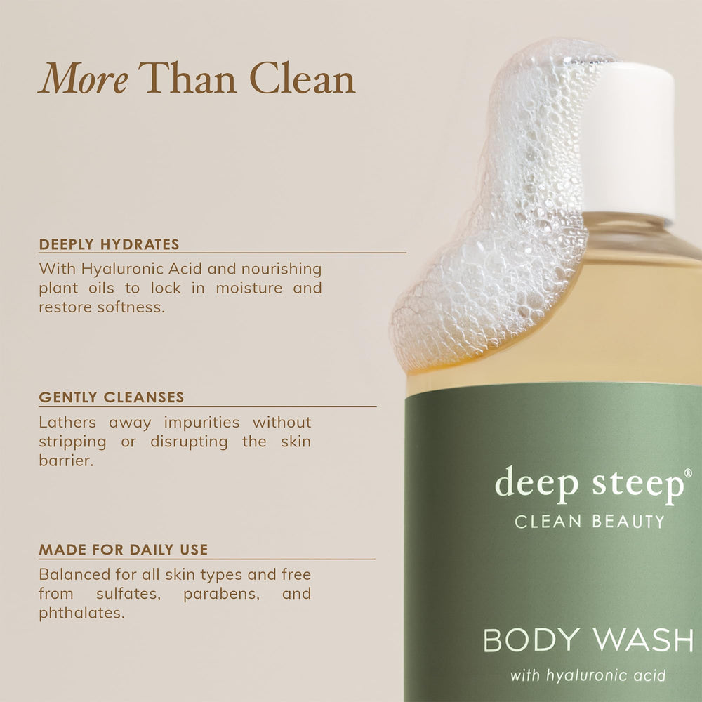 Deep Steep Body Wash Aloe Vera gel application soothes skin.