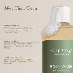 Deep Steep Body Wash Aloe Vera gel application soothes skin.