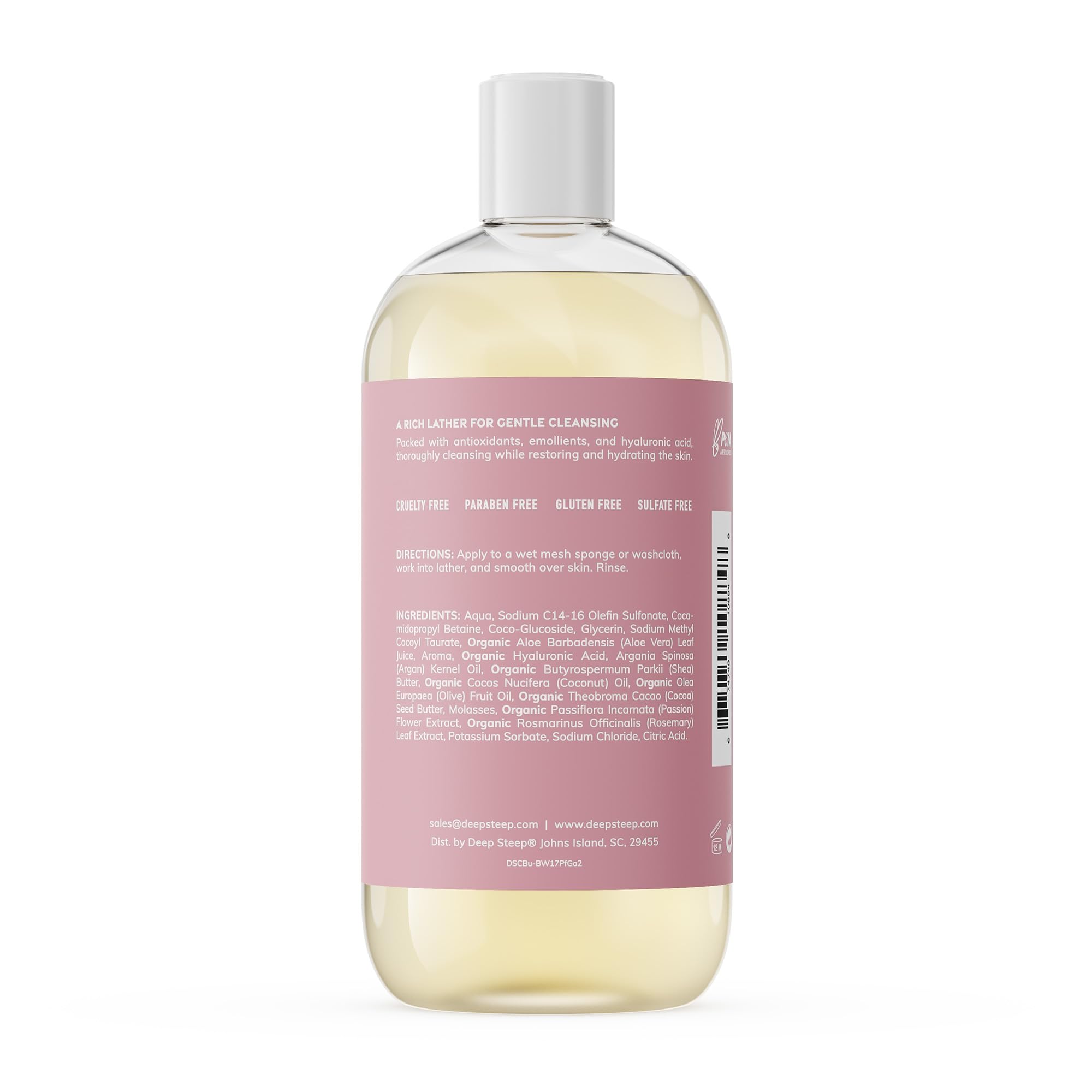 Deep Steep Body Wash Passion Fruit Guava foam demonstrates rich lather.