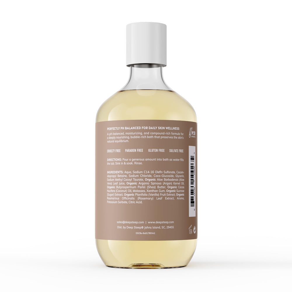 Deep Steep Bubble Bath pour captures luxurious bubbles for a calming bath