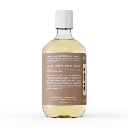 Deep Steep Bubble Bath pour captures luxurious bubbles for a calming bath