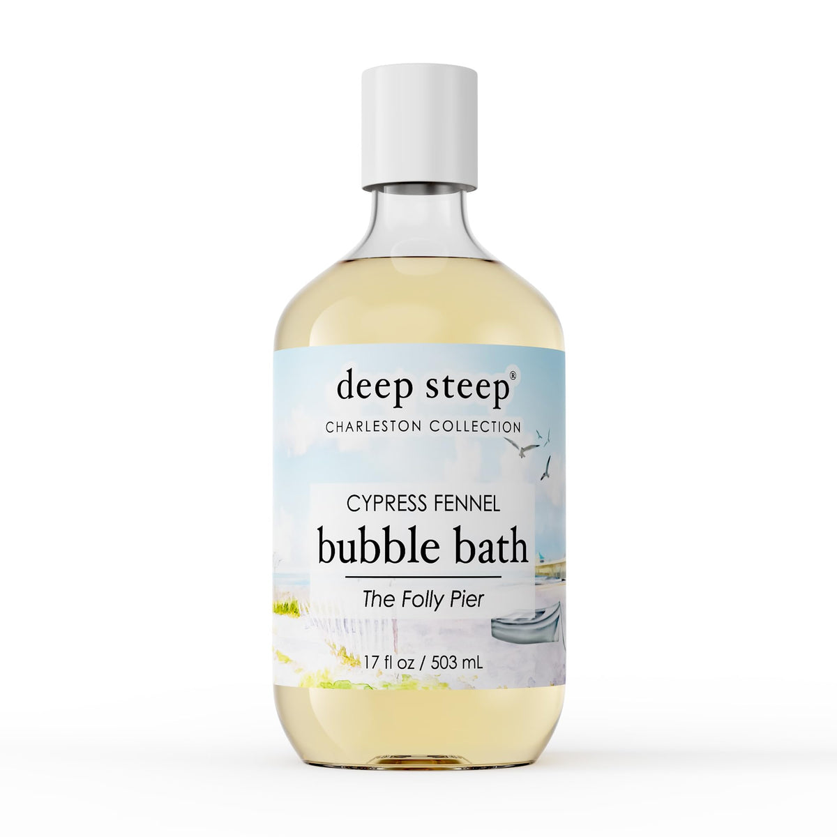Deep Steep Bubble Bath Cypress Fennel bottle with hydrating formula for soothing skin