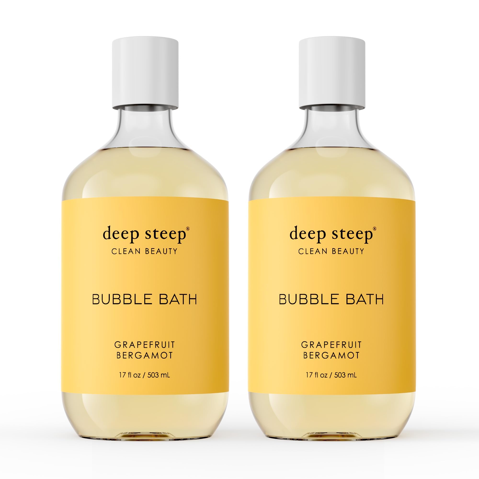 Deep Steep Grapefruit Bergamot bubble bath bottle offers a relaxing, skin-soothing soak