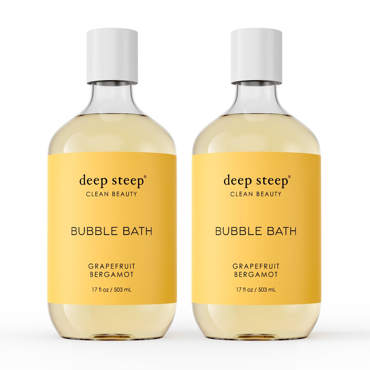Deep Steep Grapefruit Bergamot bubble bath bottle offers a relaxing, skin-soothing soak