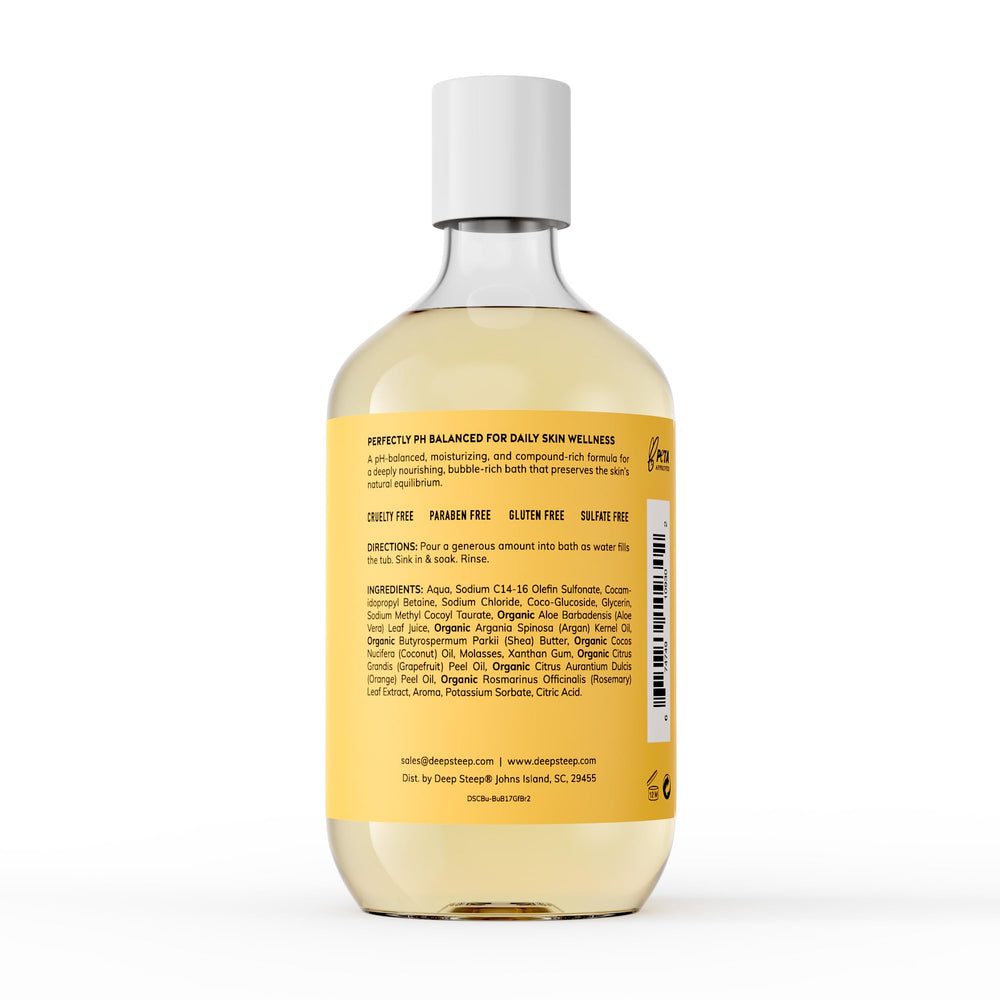 Deep Steep Grapefruit Bergamot label close-up highlights natural ingredients