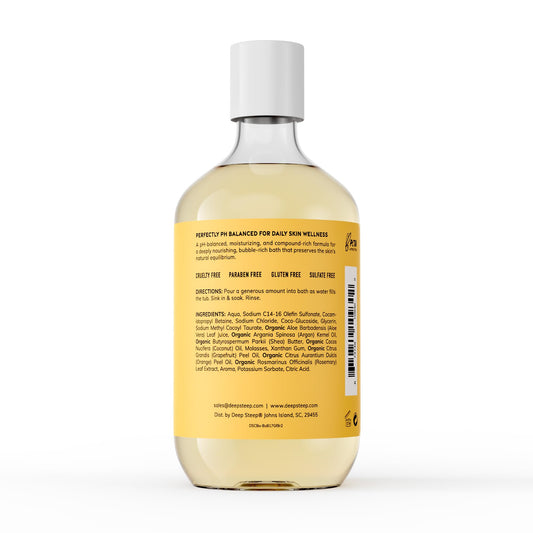 Deep Steep Grapefruit Bergamot label close-up highlights natural ingredients