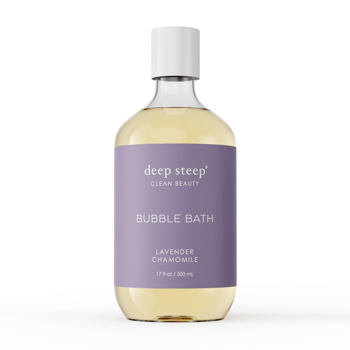 Deep Steep Bubble Bath Lavender Chamomile bottle ready for a soothing soak.