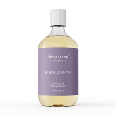 Deep Steep Bubble Bath Lavender Chamomile bottle ready for a soothing soak.