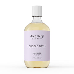 Deep Steep Lavender Vanilla bubble bath bottle for soothing skin after a long day