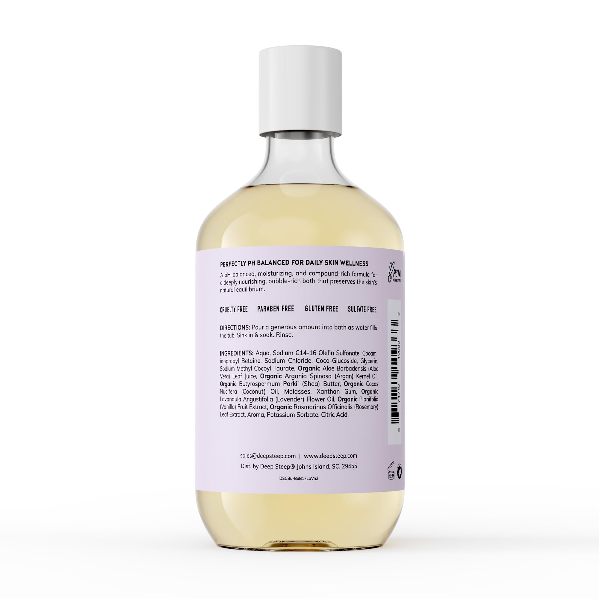 Deep Steep Lavender Vanilla bubbles create a relaxing lavender aroma during soaking