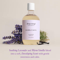 Deep Steep label highlights hypoallergenic and sulfate-free formula