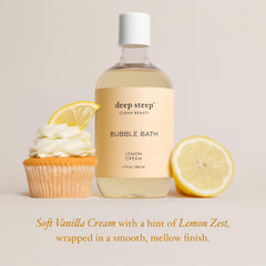 Deep Steep Bubble Bath Lemon Cream pour lets you mix and enjoy the refreshing scent.
