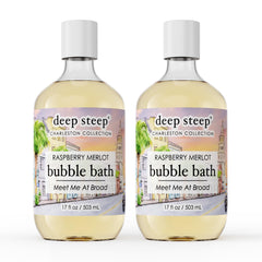 Deep Steep Raspberry Merlot bubble bath bottle pour for a soothing spa-like soak.