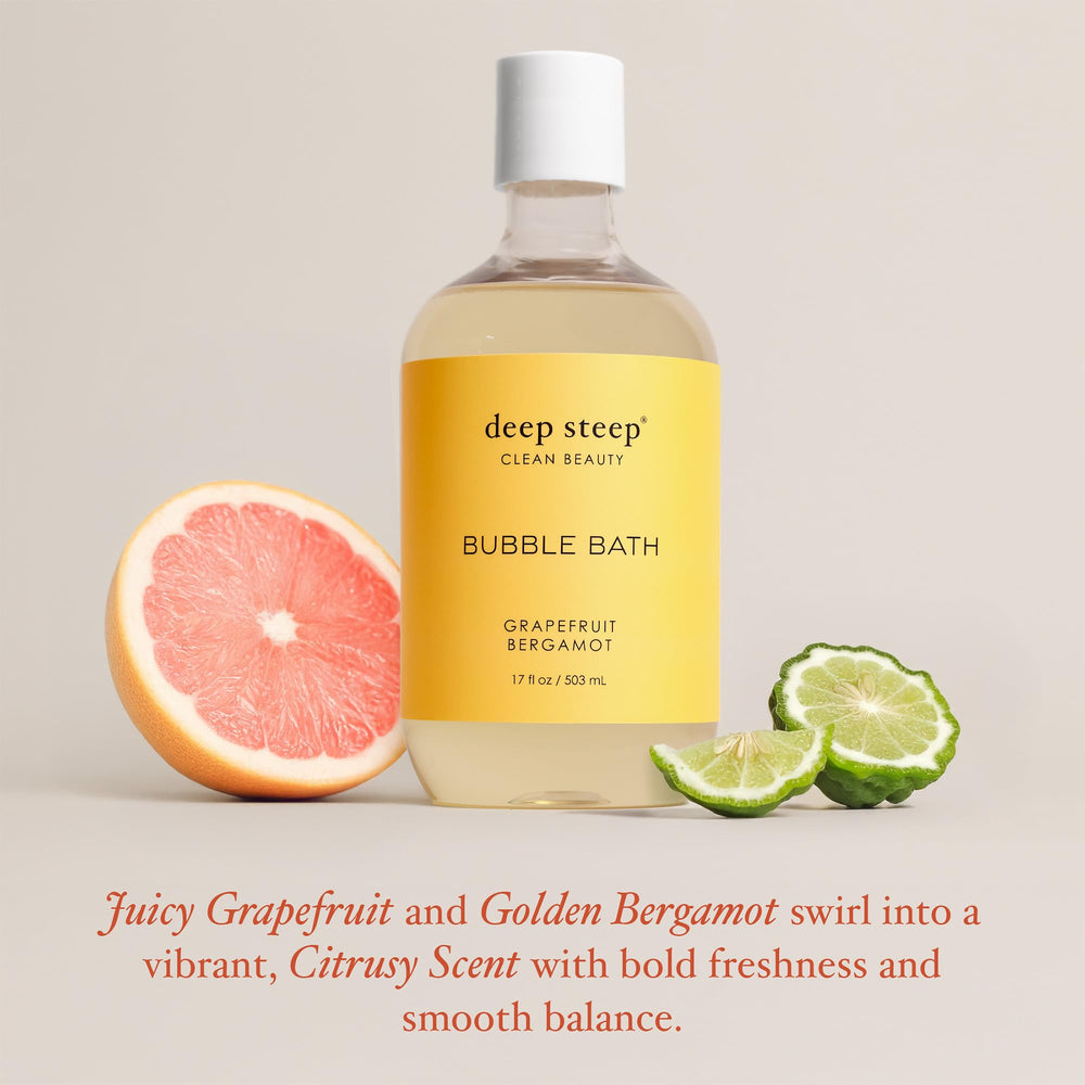 Calming spa-scene with Deep Steep bubble bath ready for unwinding
