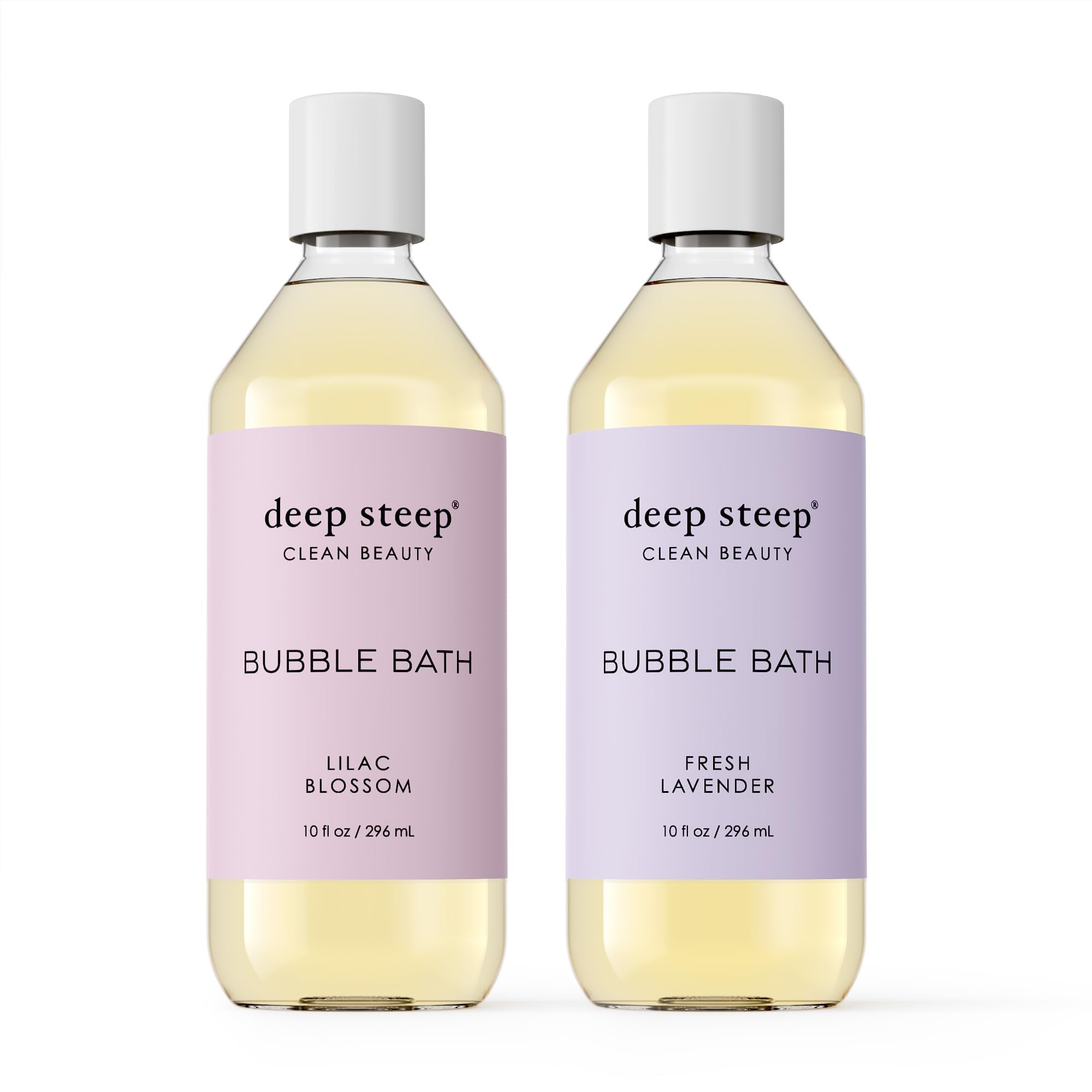 Deep Steep Bubble Bath two-pack bottles on shelf for a relaxing bath.