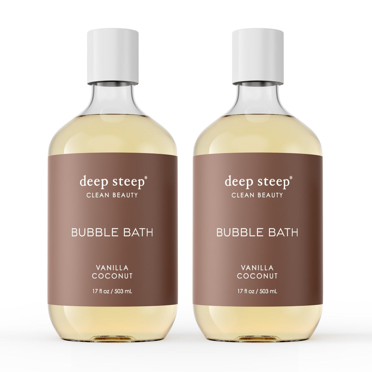 Deep Steep Vanilla Coconut Bubble Bath bottle soothing skin during a relaxing soak