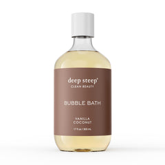 Deep Steep Bubble Bath Vanilla Coconut bottle for a soothing soak.