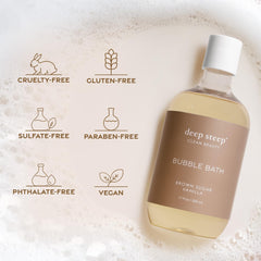 Deep Steep Clinically Tested label on Vanilla Coconut Bubble Bath bottle