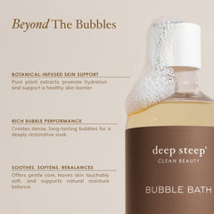 Deep Steep Vanilla Coconut Bubble Bath ingredients label featuring shea butter and argan oil