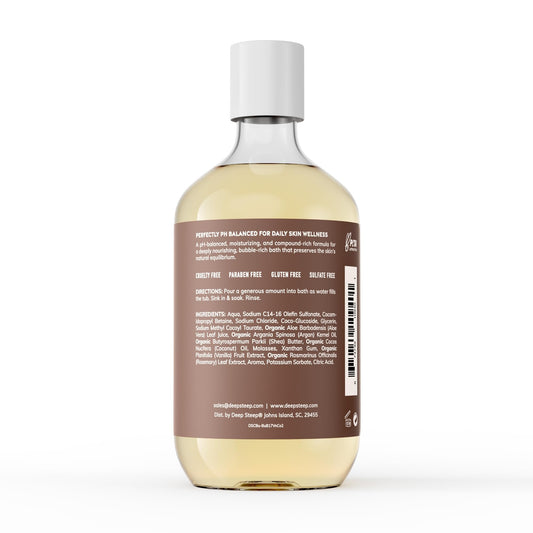 Deep Steep Vanilla Coconut bubbles in a tub for relaxation.