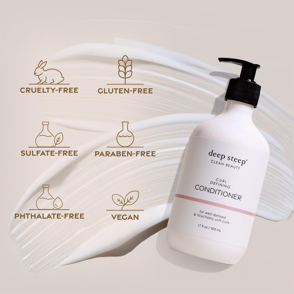 Deep Steep Curl Defining Conditioner pump bottle in bathroom setting
