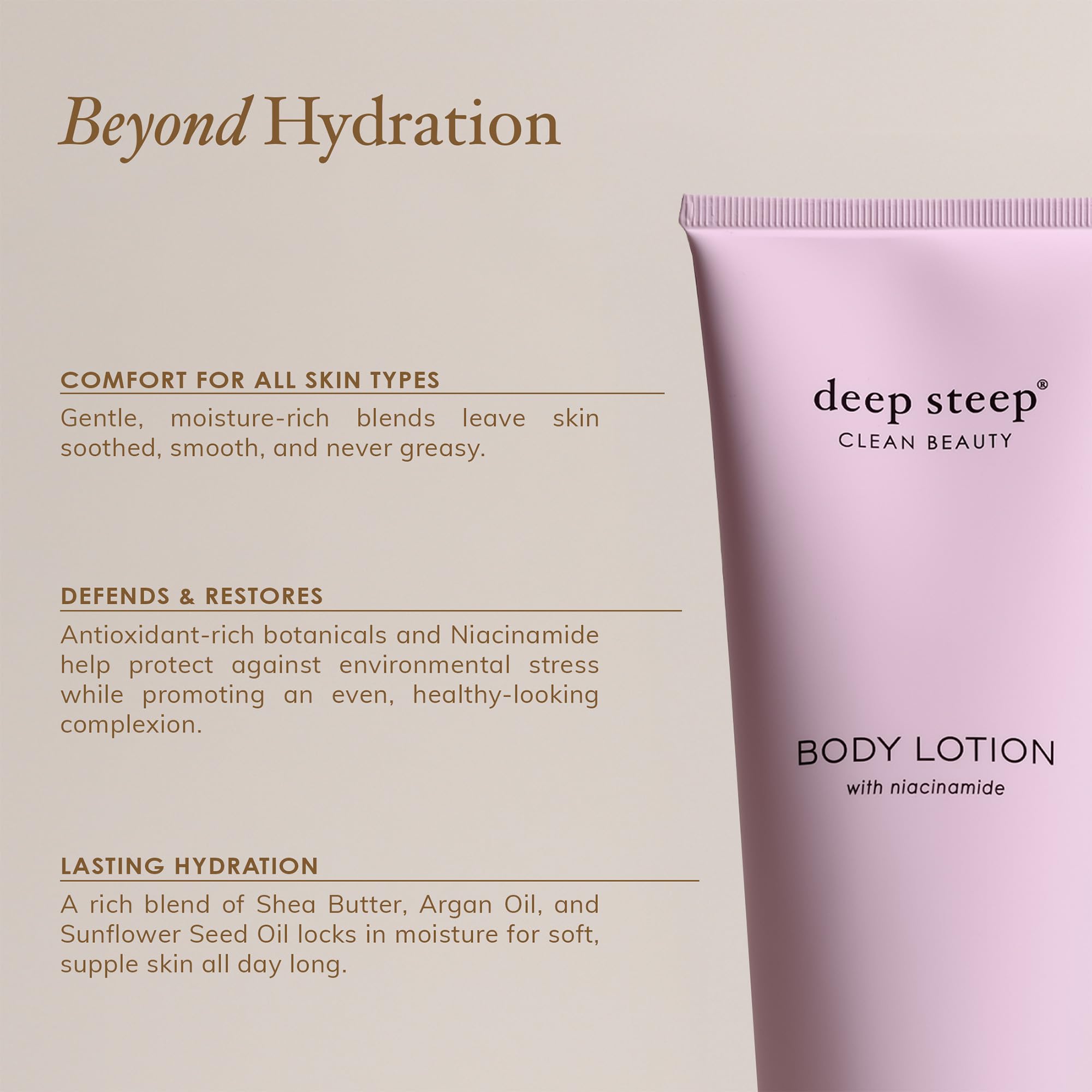 Label on Deep Steep Fig Apricot lotion highlights nourishing ingredients.