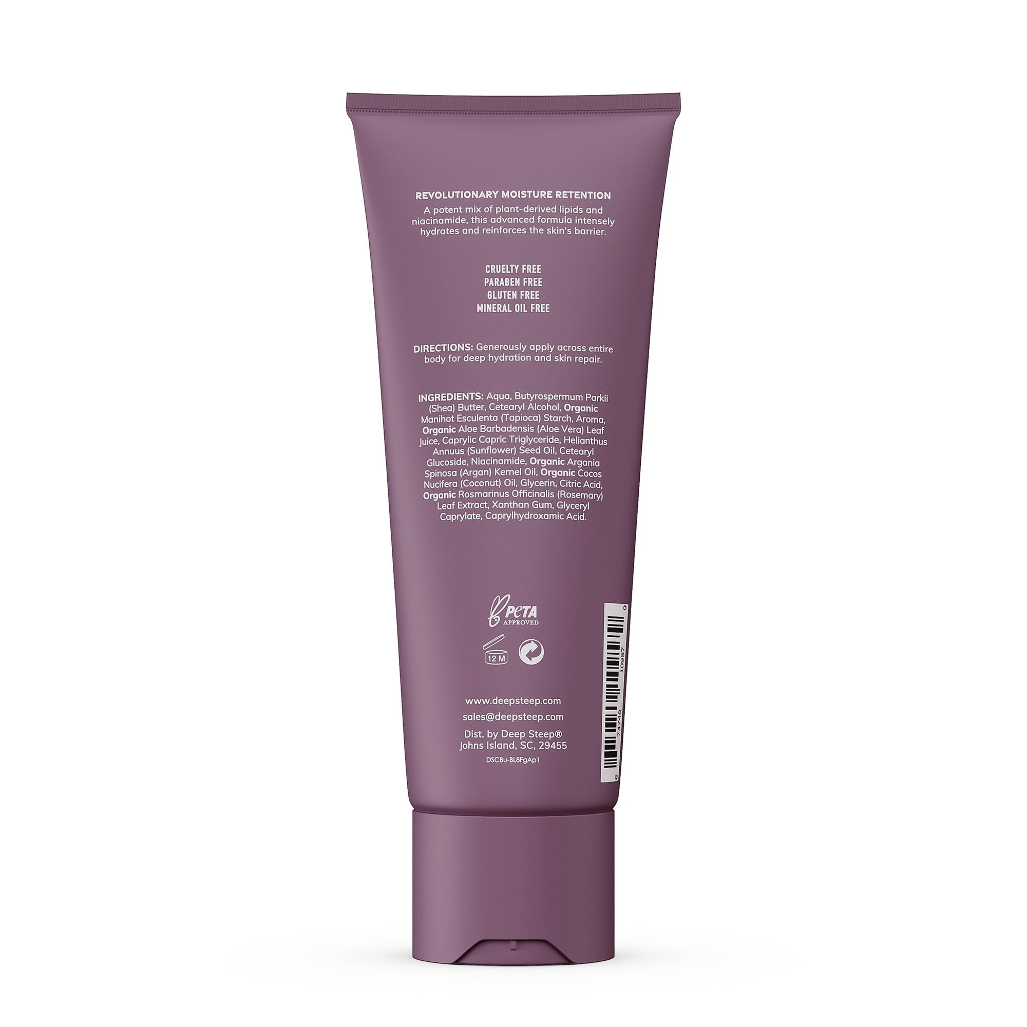 Deep Steep Fig Apricot lotion pump close-up showing creamy texture for easy application.