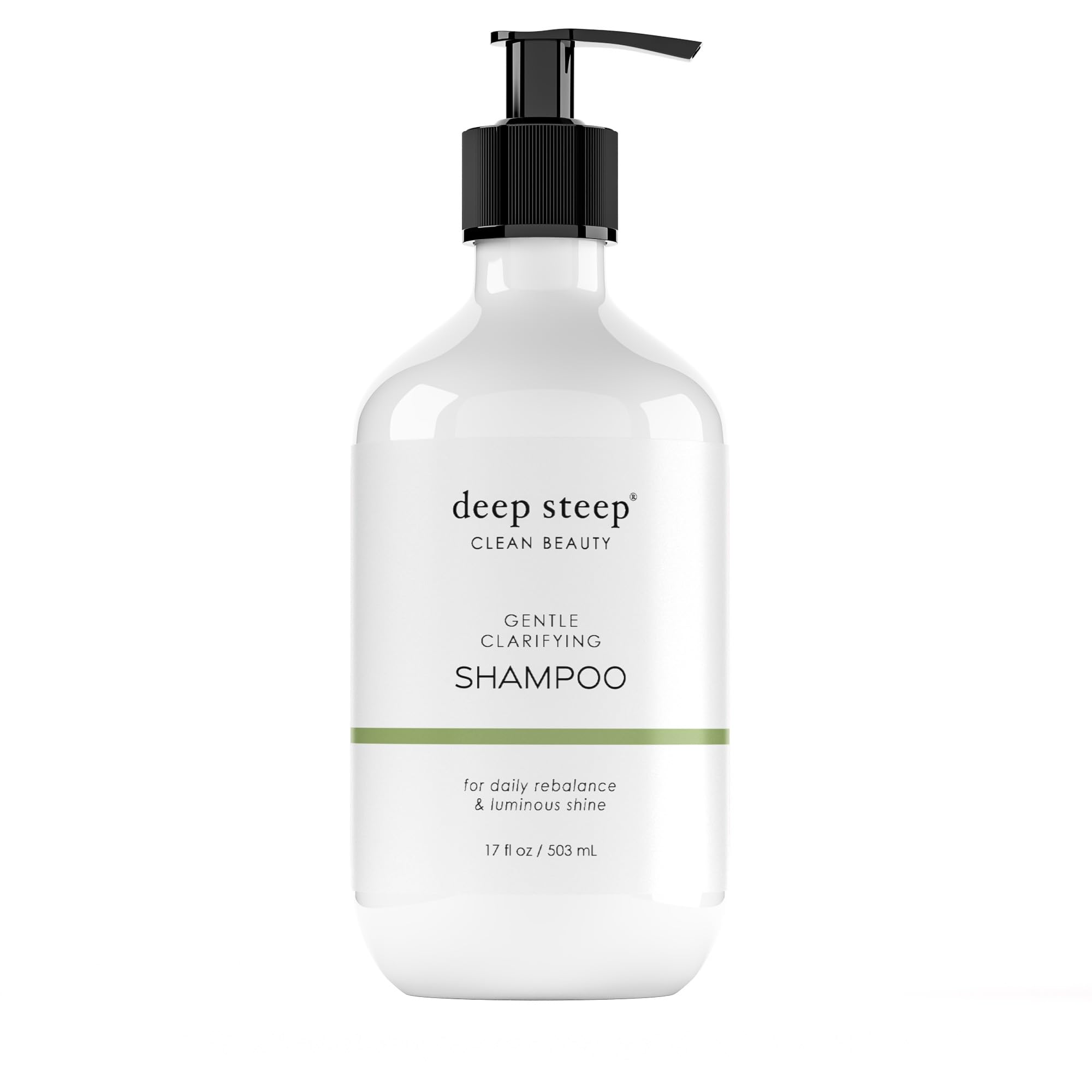 Deep Steep Gentle Clarifying Shampoo bottle front for refreshing cleansing