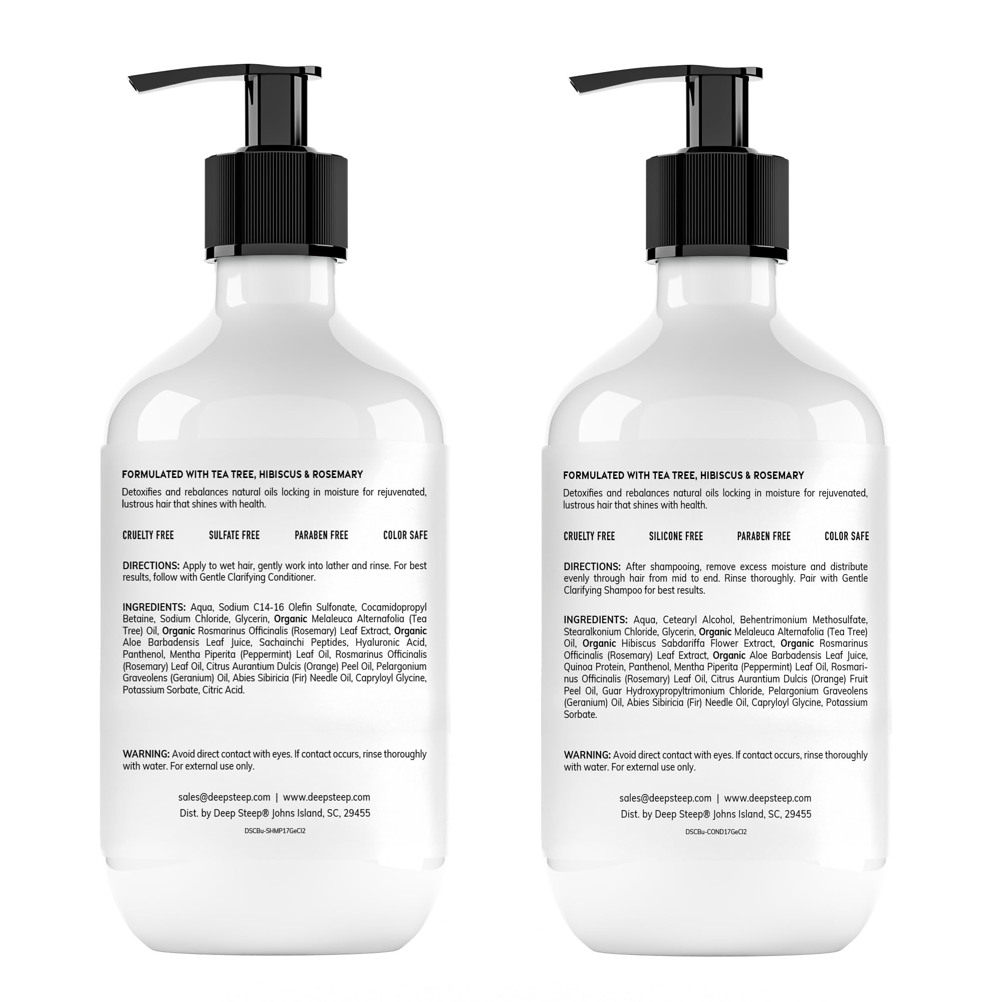 Deep Steep Gentle Clarifying Shampoo foam — quick lather for a refreshing wash.