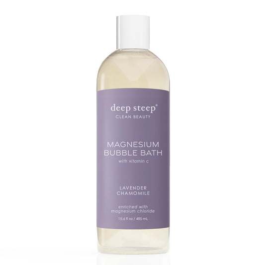 Deep Steep Magnesium Bubble Bath being poured for a relaxing soak