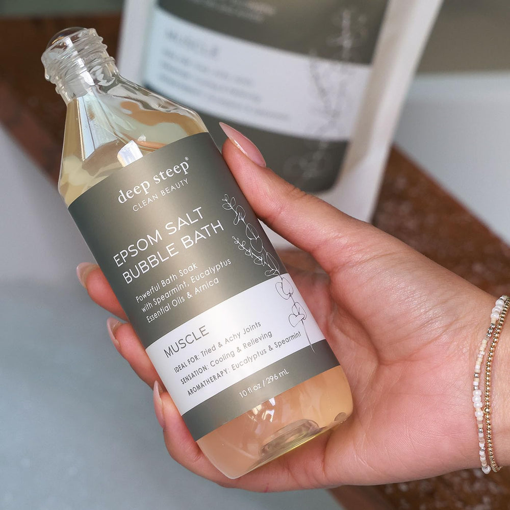 Deep Steep natural coconut and argan oils hydrate skin during soak.