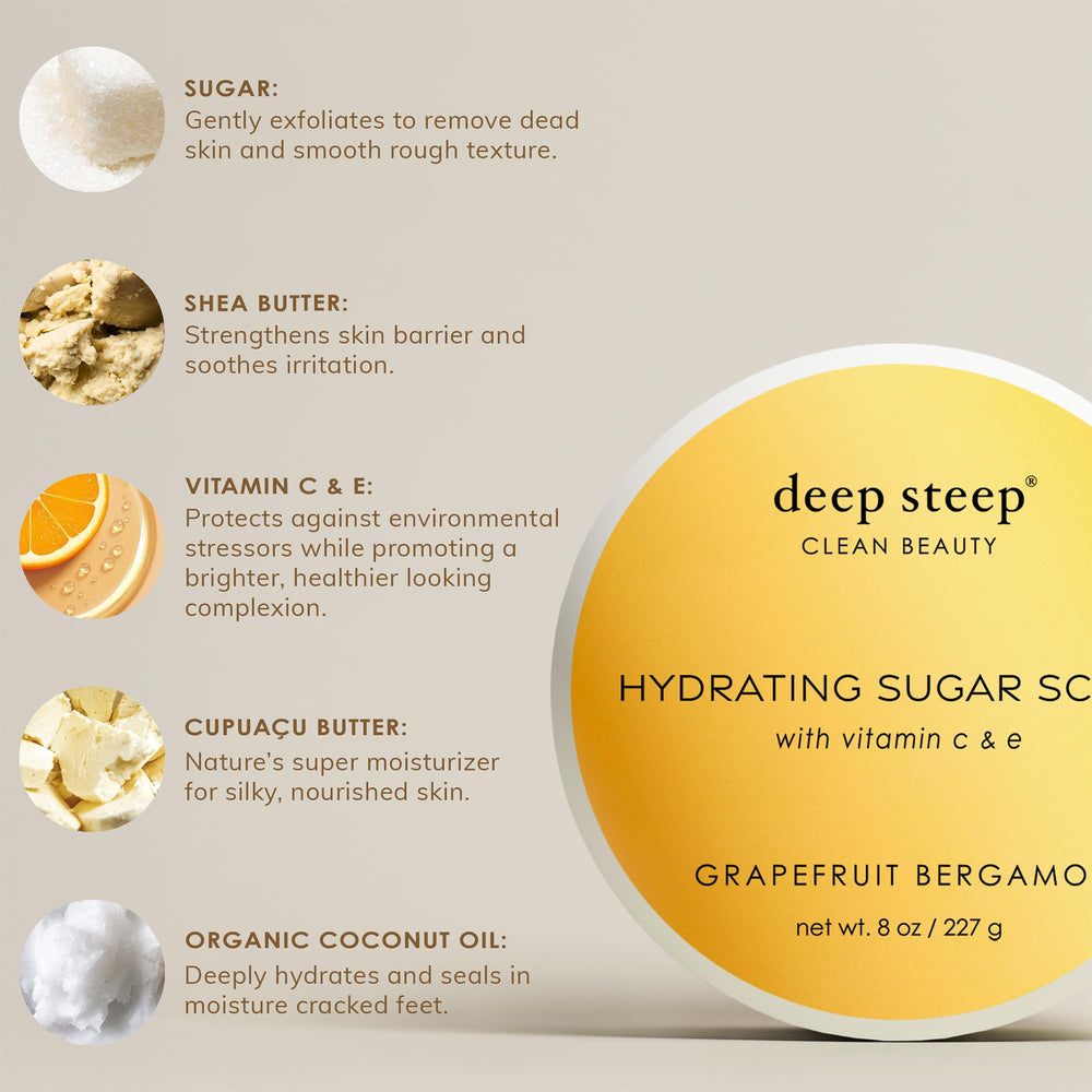 Vegan clean beauty badge on Deep Steep Honey Blossom Sugar Scrub