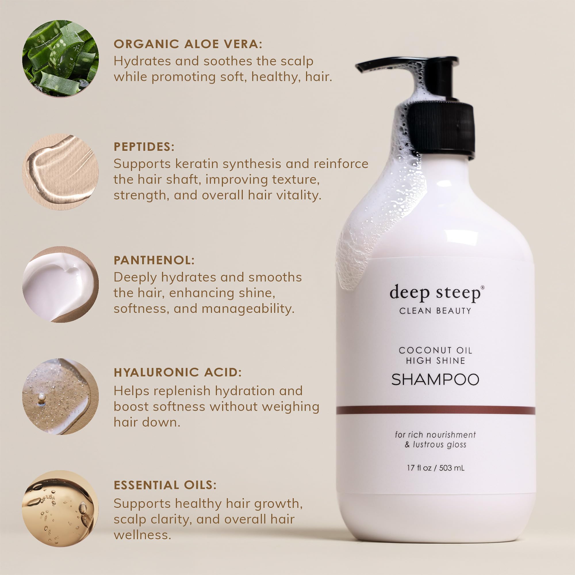 Deep Steep sulfate-free label closeup emphasizing gentle cleansing