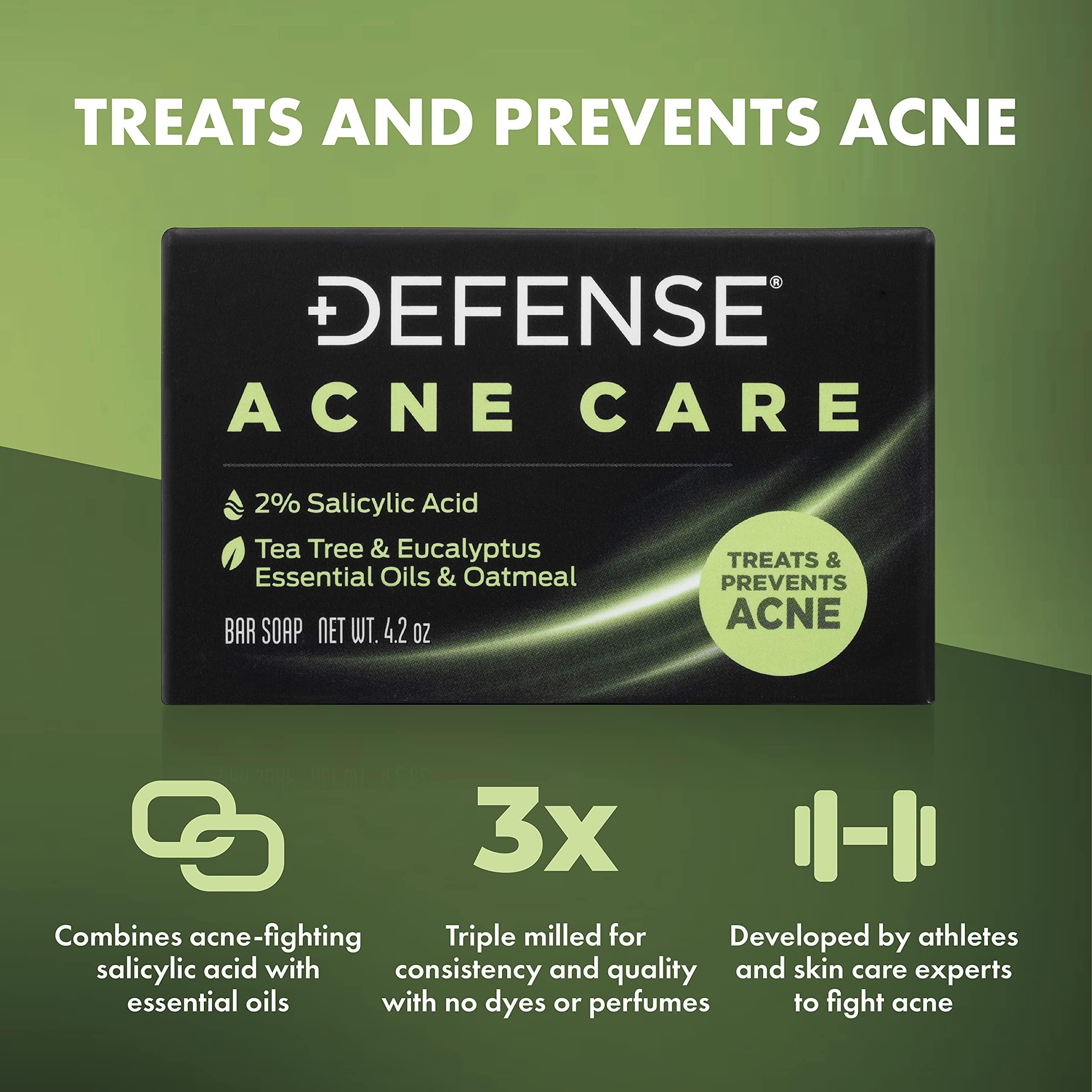 Defense Soap Acne Care Bar texture closeup reveals creamy lather and oatmeal specks