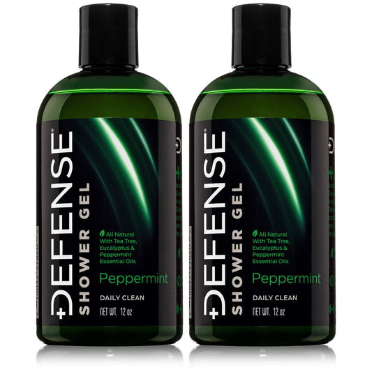 Defense Soap Peppermint Tea Tree Body Wash bottle for a refreshing post-workout cleanse