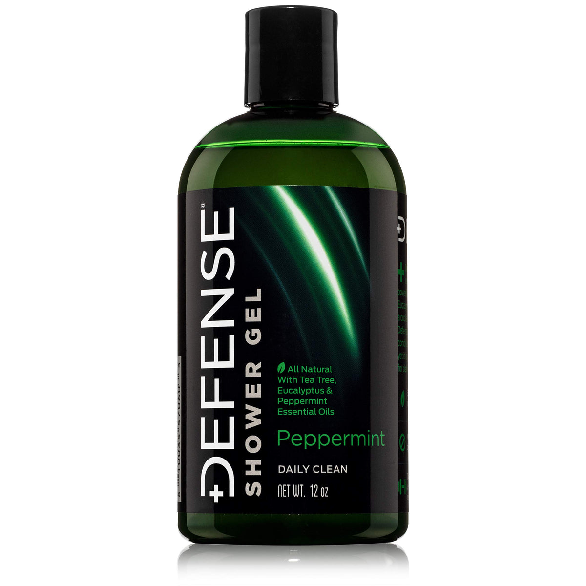 Defense Soap Peppermint Tea Tree Body Wash bottle for refreshing post-workout cleansing.