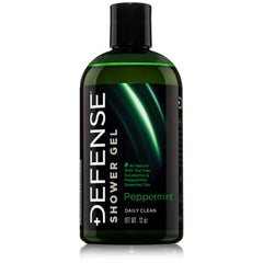 Defense Soap Peppermint Tea Tree Body Wash bottle for refreshing post-workout cleansing.
