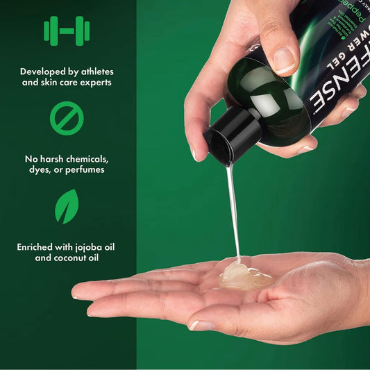 Defense Soap Peppermint Tea Tree Body Wash rich creamy lather for deep pore cleansing