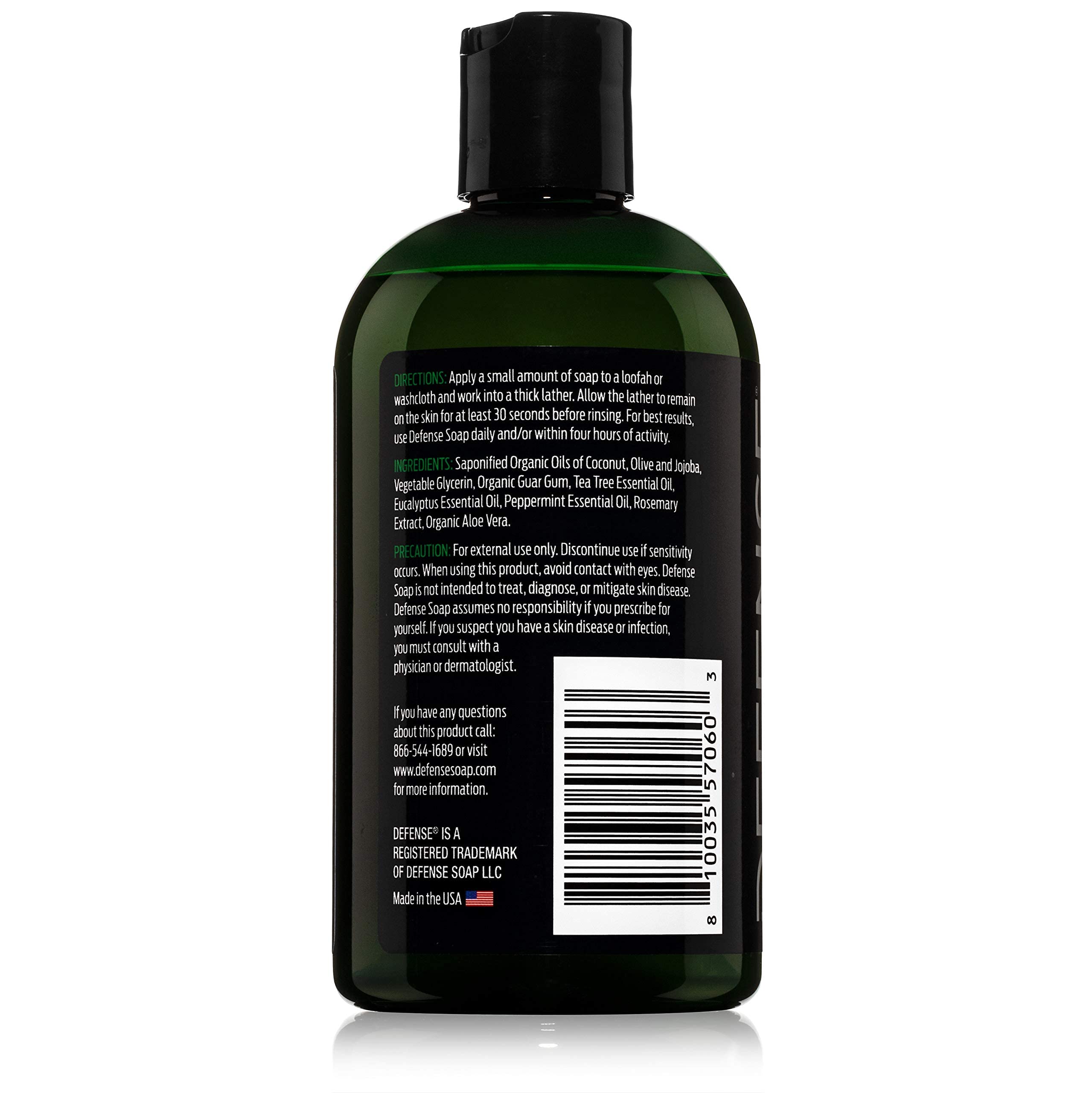 Defense Soap Peppermint Tea Tree Body Wash stored in a gym bag for odor control.