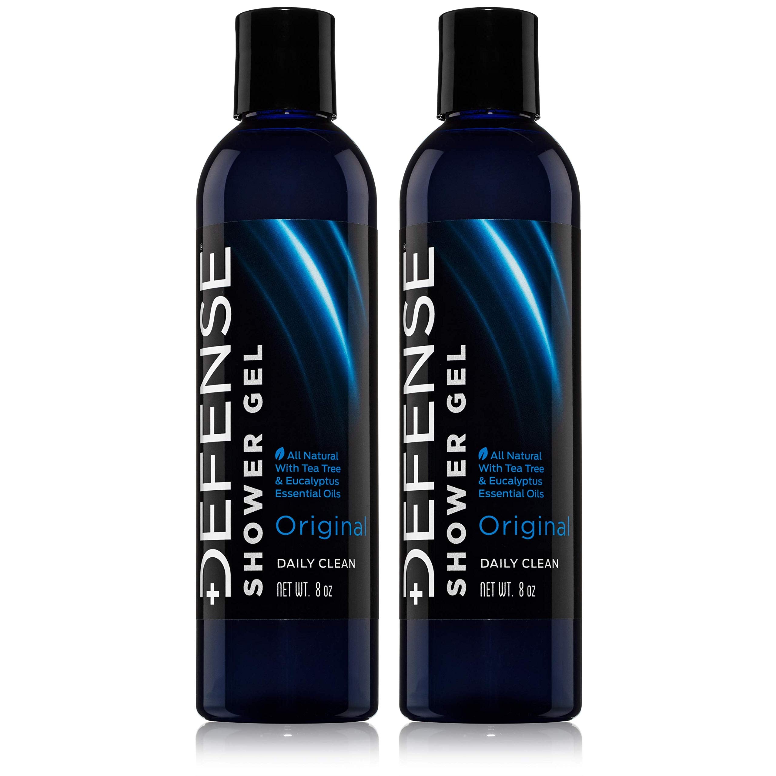 Defense Soap Tea Tree Body Wash bottle shows natural ingredients for odor control.