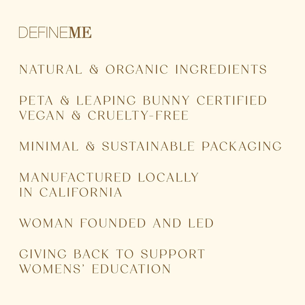 DefineMe Lalawoo vegan and cruelty-free formula for conscious wear.