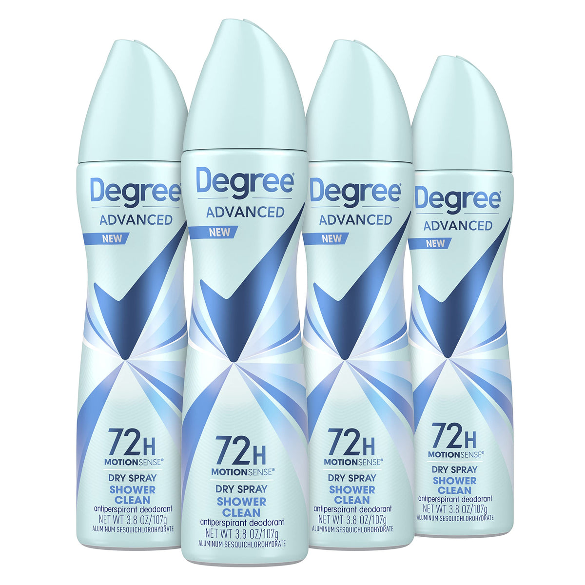 Degree Advanced Shower Clean dry spray can ready for daily use, delivering lasting freshness.